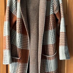 Cozy Plaid Open Front Cardigan